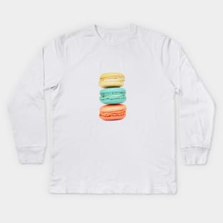 Stack of Macarons - Coral Aqua and Yellow Kids Long Sleeve T-Shirt